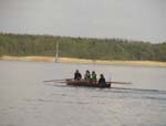 Vier Ruderer von der Rudervereinigung Storkow auf dem Wolziger See